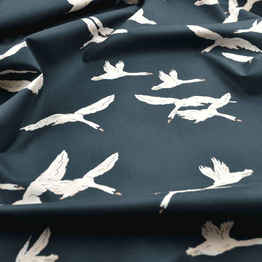 Cygnus return black in Marlie cotton lawn fabric by Lady McElroy SAMPLE