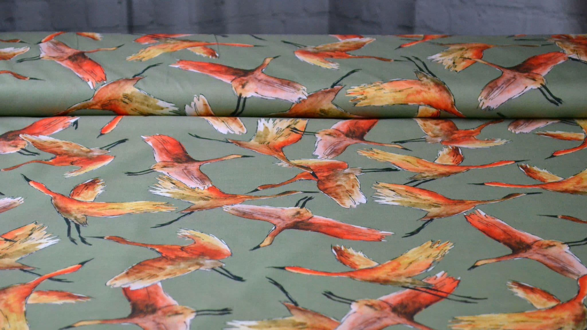 Flying Flock Sunset in Marlie cotton lawn fabric by Lady McElroy