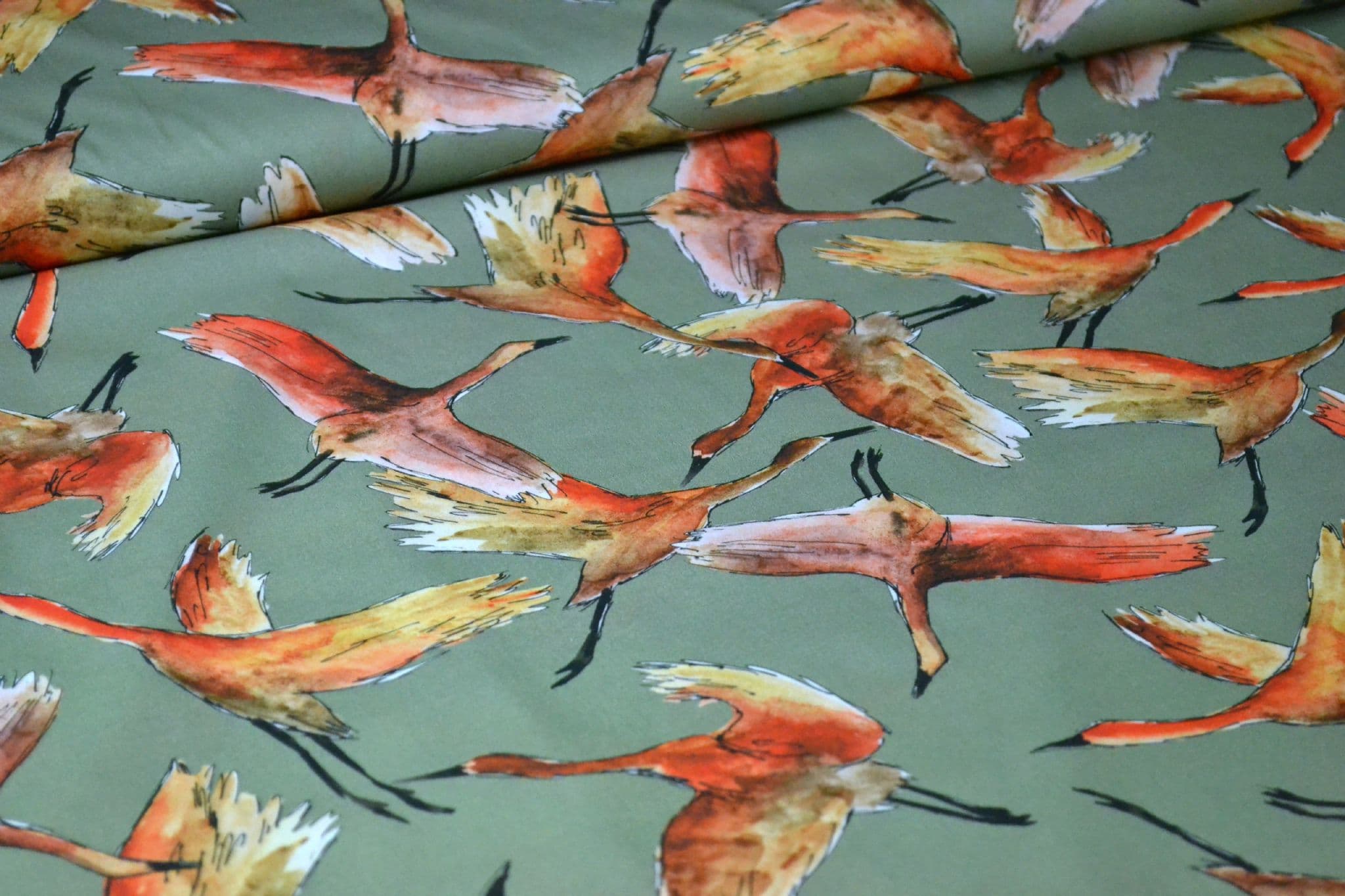 Flying Flock Sunset in Marlie cotton lawn fabric by Lady McElroy