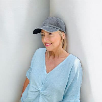 100%  WASHED DENIM COTTON BLACK Unisex Baseball Cap