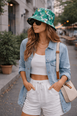 2424 GREEN FLORAL BUCKET HAT