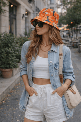 2424 ORANGE FLORAL BUCKET HAT