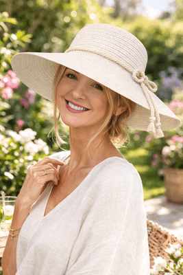 2593 CREAM ROPE DETAIL SUNHAT