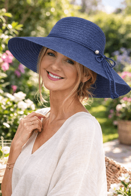3051 NAVY SUNHAT WITH MATCHING ROPE DETAIL