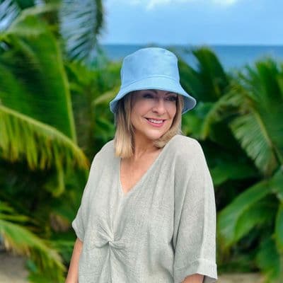 BUCKET BLUE - Unisex Bucket Hat Foldaway Summer Travel Sun Hats Reversible