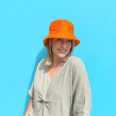 bucket orange - Unisex Bucket Hat Foldaway Summer Travel Sun Hats Reversible