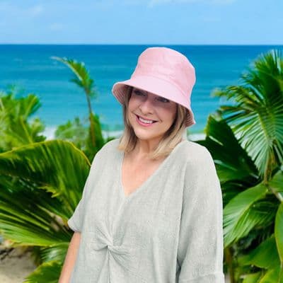 BUCKET PINK - Unisex Bucket Hat Foldaway Summer Travel Sun Hats Reversible