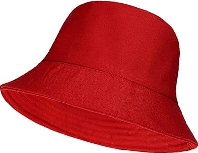 CHADWICK BUCKET RED - Unisex Bucket Hat Foldaway Summer Travel Sun Hats Reversible