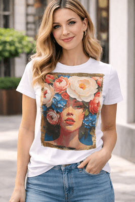 LADY ROSE NOVELTY T SHIRT WHITE