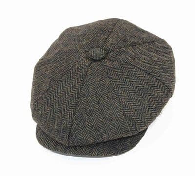 Mens Peakie 8 Panel Cap Tweed HENRY - BROWN 5060846766213
