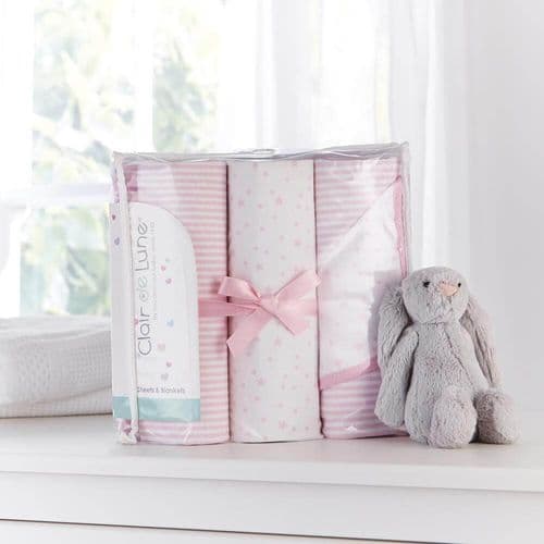 Clair De Lune Stars and Stripes 3 Piece Moses Bedding Set