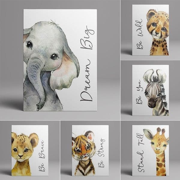 Safari Animal Baby Nursery Canvas Wall Art
