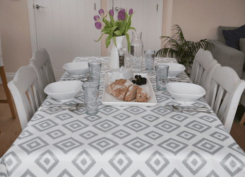 Modern Square Grey Deluxe Food Safe Wipe Clean Tablecloth