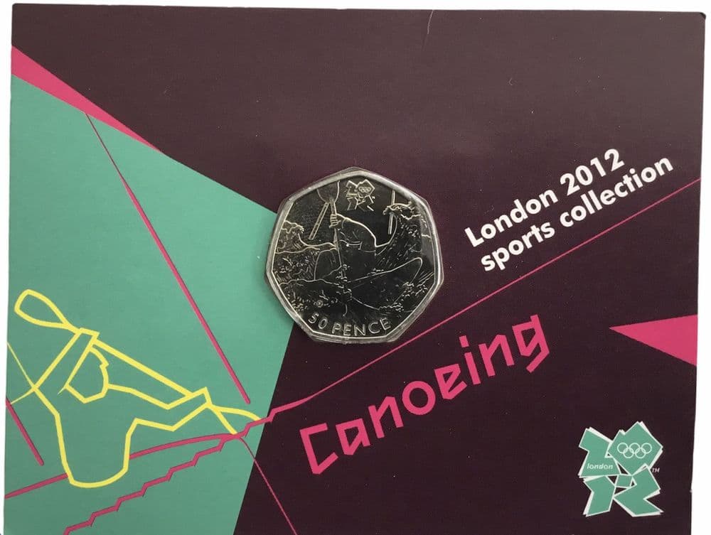 London 2012 Olympic CANOEING 50p coin uncirculated on CARD
