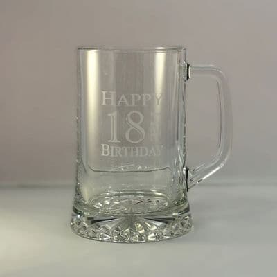 18th Birthday Glass Tankard
