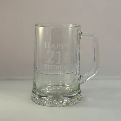21st Birthday Glass Tankard