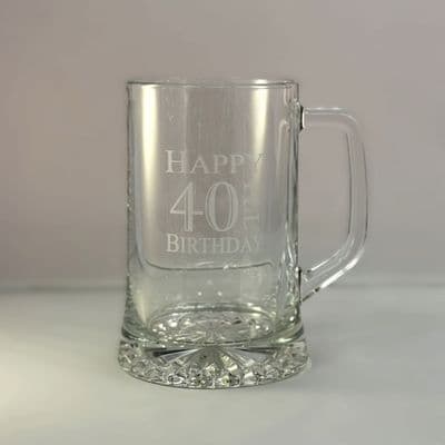 40th Birthday Glass Tankard