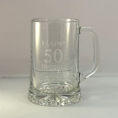 50th Birthday Glass Tankard