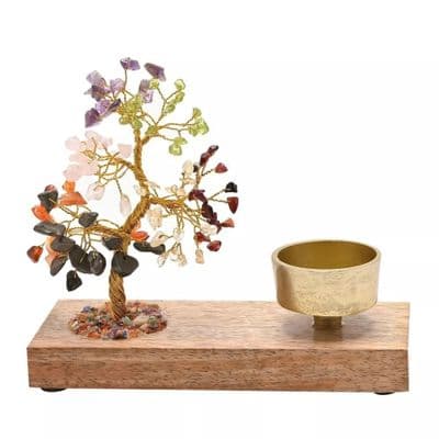 7 Chakras Gemstone Tree Tealight Holder - Serenity