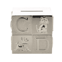 ABC Cube Silver Plated Money Box