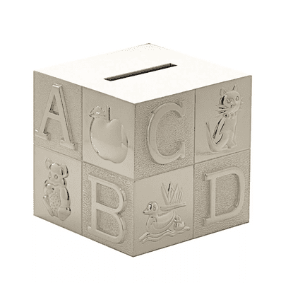 ABC Cube Silver Plated Money Box