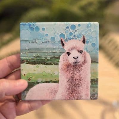 Alpaca Ceramic Coaster By Jo Crafts