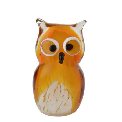 Amber Owl Glass Ornament Objet d'Art