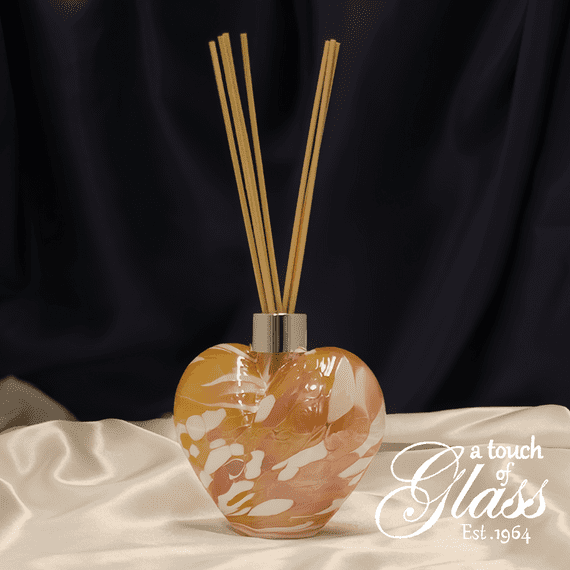 Amelia Art Glass Heart Reed Diffuser - Pink, Peach & White