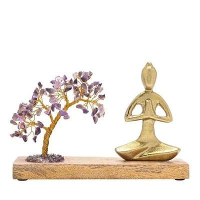 Amethyst Gemstone Tree Yoga Ornament - Serenity