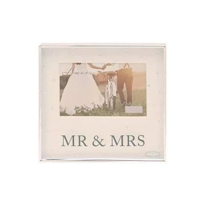 Amore Mr & Mrs Silverplated Box Frame with Crystals 6