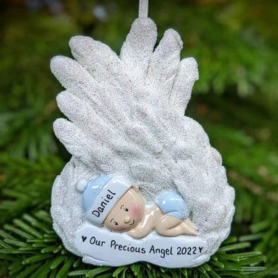 Baby Boy on Angel Wings - In Memory Memorial Keepsake