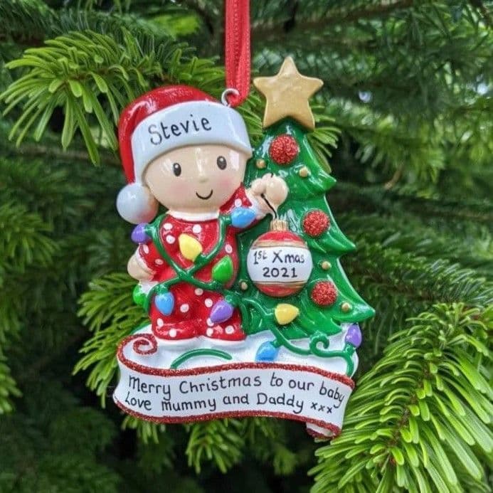 Baby Dressing Tree Personalised Christmas Tree Decoration