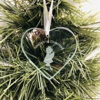 Personalised Glass Heart | Baby Girl's First Christmas | Hanging Tree Decoration