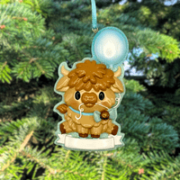 Baby Highland Cow Blue Personalised Christmas Tree Decoration