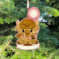 Baby Highland Cow Pink Personalised Christmas Tree Decoration