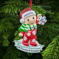 Baby Holding Snowflake Personalised Christmas Tree Decoration