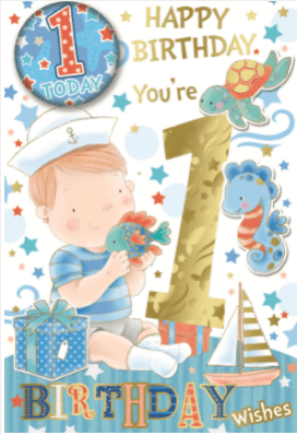 Badge Birthday Card - 1 Year Old Boy