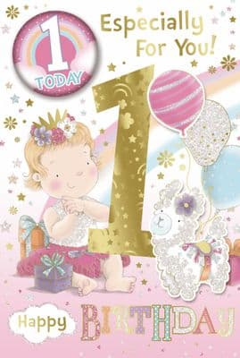 Badge Birthday Card - 1 Year Old Girl