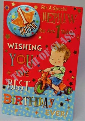 Badge Birthday Card - 1 Year Old Nephew