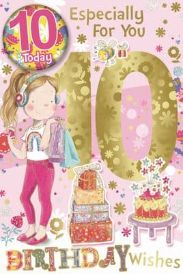 Badge Birthday Card - 10 Year Old Girl