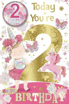 Badge Birthday Card - 2 Year Old Girl