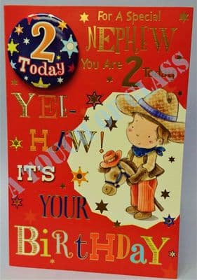 Badge Birthday Card - 2 Year Old Nephew