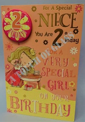 Badge Birthday Card - 2 Year Old Niece