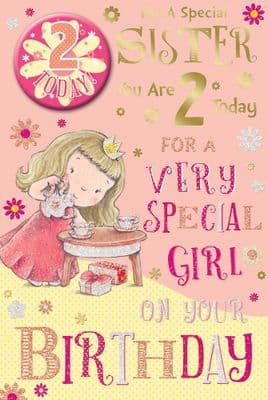 Badge Birthday Card - 2 Year Old Sister