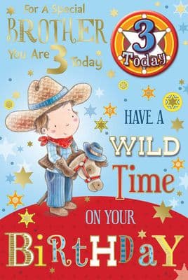 Badge Birthday Card - 3 Year Old Brother