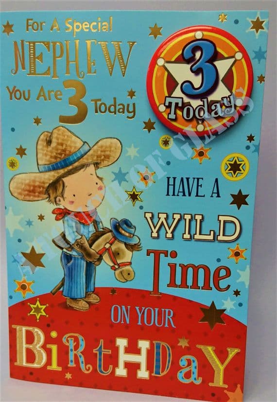 Nephew 3rd Birthday Badge Card - Candy Club - Greetings Cards
