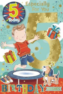 Badge Birthday Card - 5 Year Old Boy