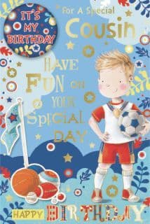 Badge Birthday Card - Cousin (Male)