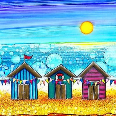 Beach Hut Bunting Ceramic Trivet By Jo Crafts