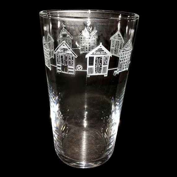 Beach Huts Theme Pint Glass 57cl